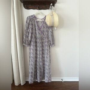 NWT Daughters of India Purple Floral Maxi Dress, S